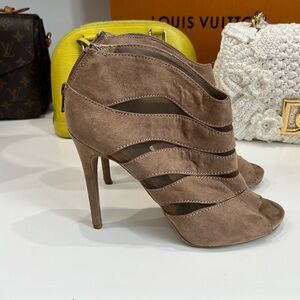 Nine West Faux Suede Peep Toe Booties